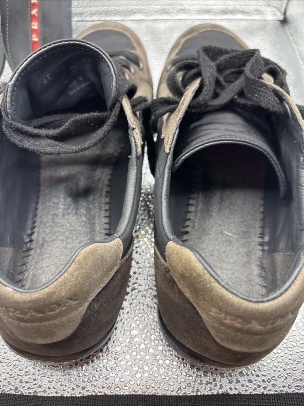 Prada Sport Men's Gray Suede Nylon Low-Top Sneakers 4E 1835 Prada size 8.5 US9.5 - Picture 15 of 16